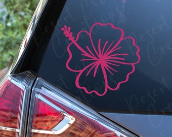 Hibiscus Vinyl Decal - Flower vinyl Decal - Hawaiian Flower Sticker - Hibiscus Laptop sticker- Hawaii