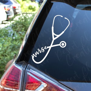 Nurse Stethoscope Vinyl Decal - Stethoscope Vinyl Decal - Stethoscope with Nurse Vinyl Decal - Medical Sticker