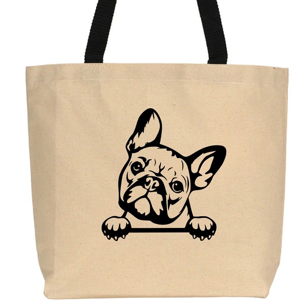 Sac fourre-tout naturel bouledogue français - Sac fourre-tout Frenchie - Fourre-tout bouledogue français - Sac Frenchie - Sac fourre-tout moyen - Sac à lunch