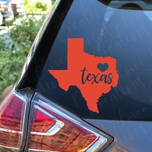 State of Texas Vinyl Decal - Texas Vinyl Decal - Texas State Sticker - Texas Love Car Decal - Laptop sticker - Texas heart sticker