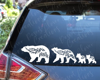 Bear Family Vinyl Decal- Papa Bear Vinyl Decal - Mama Bear Sticker- Baby Bear Car Decal- Bear Laptop sticker