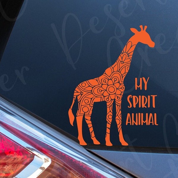 Giraffe Vinyl Decal -  Giraffe Mandala Vinyl Decal - Mandala Giraffe Sticker - My Spirit Animal Car Decal - Fancy Giraffe Laptop sticker