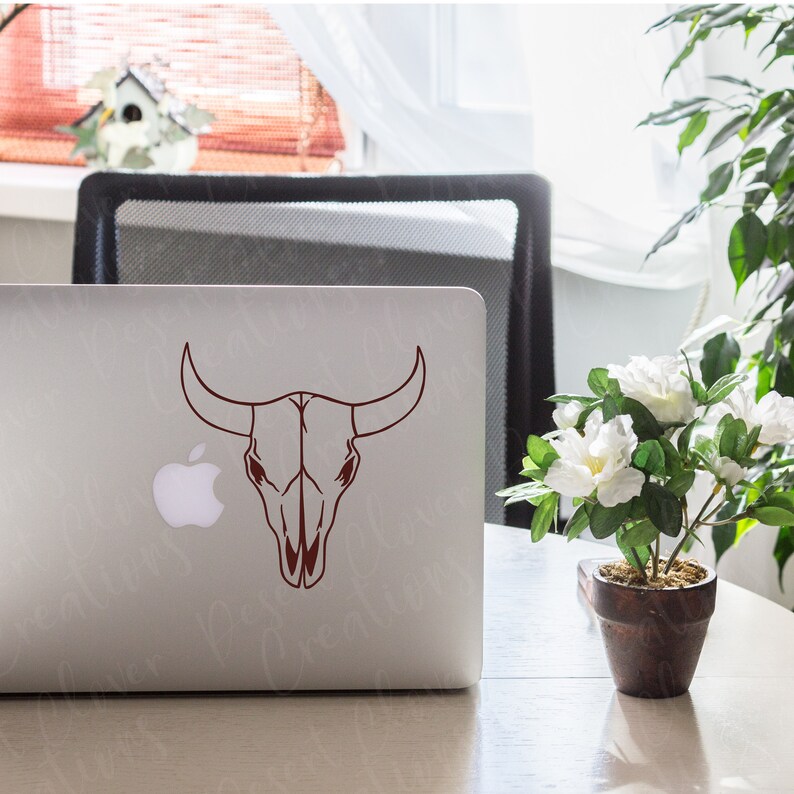 Cow Skull Vinyl Decal - Bull Skull Vinyl Decal - Bull Sticker - Bull ...