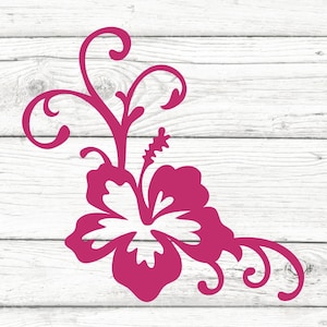 Hibiscus Flourish Vinyl Decal - Flower vinyl Decal - Hawaiian Flower Sticker - Floral Border Car Decal - Hibiscus Laptop sticker- Hawaii image 5