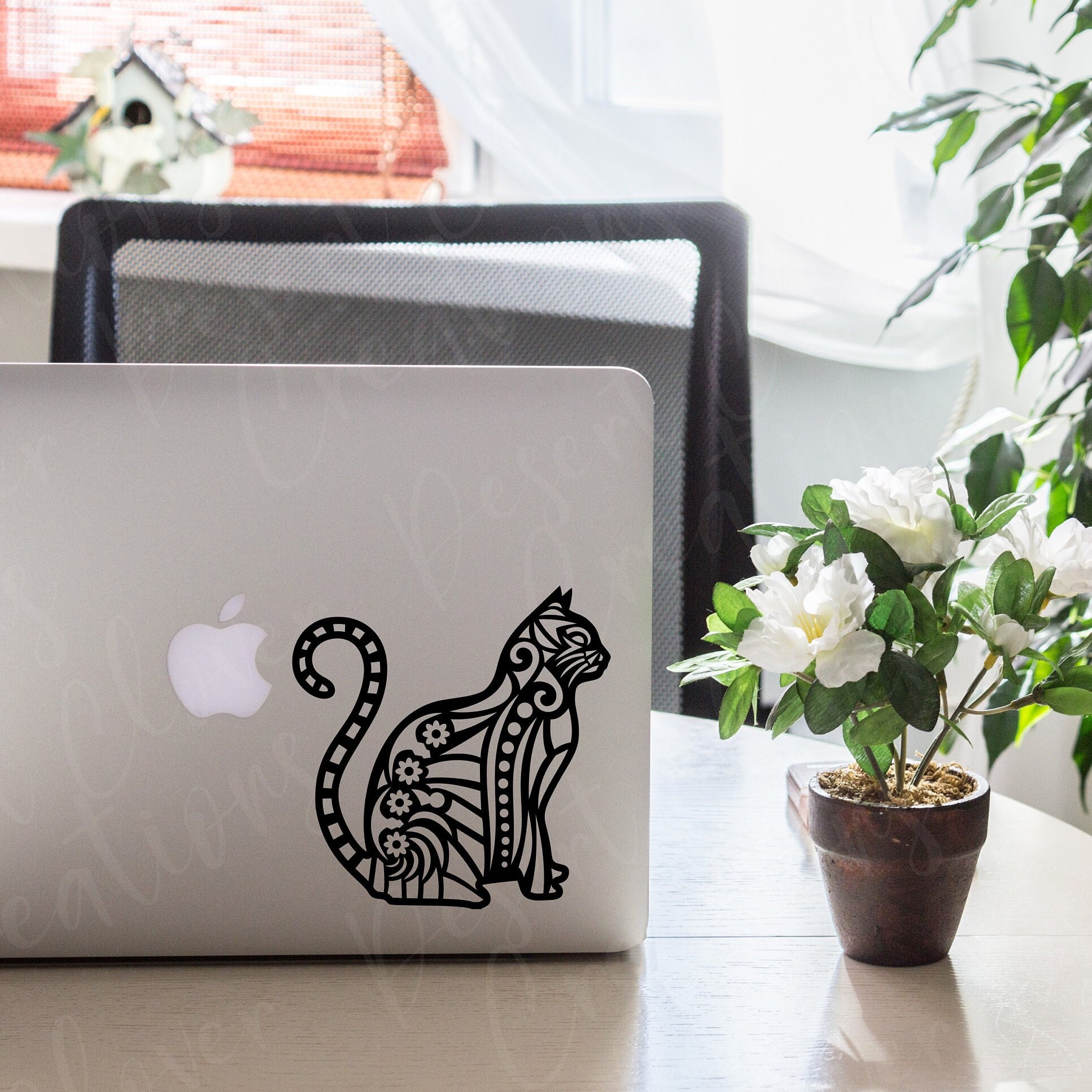 Cat Vinyl Decal - Cat Mandala Vinyl Decal - Mandala Cat Sticker ...