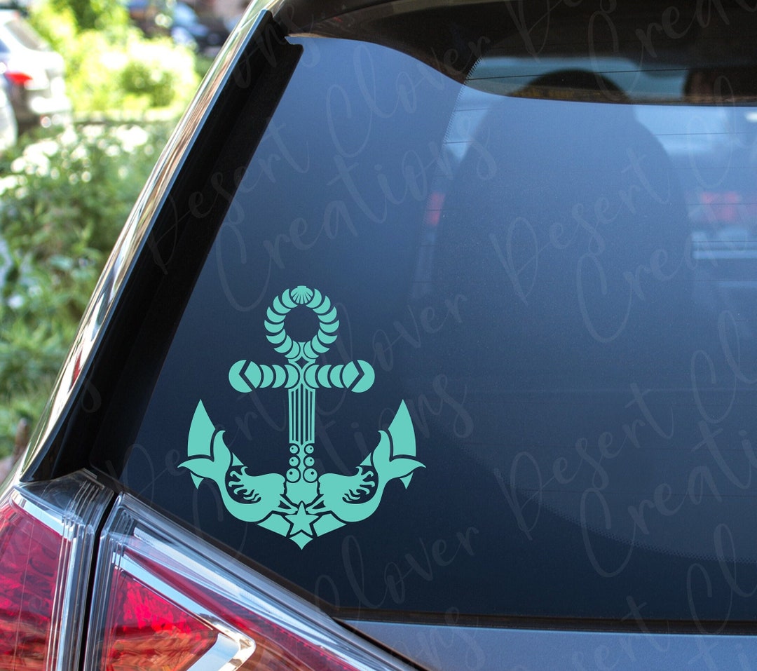 Anchor With Mermaids Vinyl Decal Mermaids Vinyl Decal Anchor Sticker