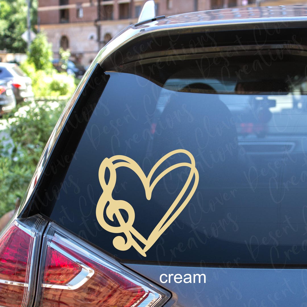 Musical Heart Vinyl Decal - Heart With Treble Clef - Etsy