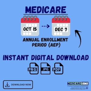 Medicare Insurance Agent Instant Digital download | PNG PDF JPG | Medicare Annual Enrollment Period Calendar