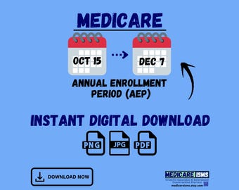 Medicare Insurance Agent Instant Digital download | PNG PDF JPG | Medicare Annual Enrollment Period Calendar