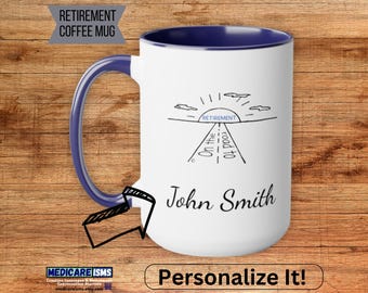 Personalized Retirement Coffee Mug, Retired Coffee Mug, Retirement Gift - On the road to Retirement