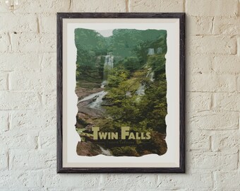 Twin Falls South Carolina Wall Art, South Carolina Artwork, Travel Home Decor, South Carolina Gifts