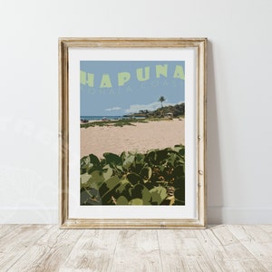 Hapuna Beach Kailua-Kona Wall Art, Kona Wall Art, Big Island Poster Art, Tropical Home Decor