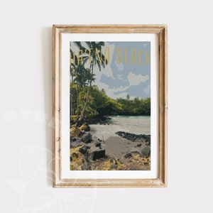 Haena Beach Hawai&#39;i Artwork Big Island Poster Wall Art Hawaii Travel Print Gift