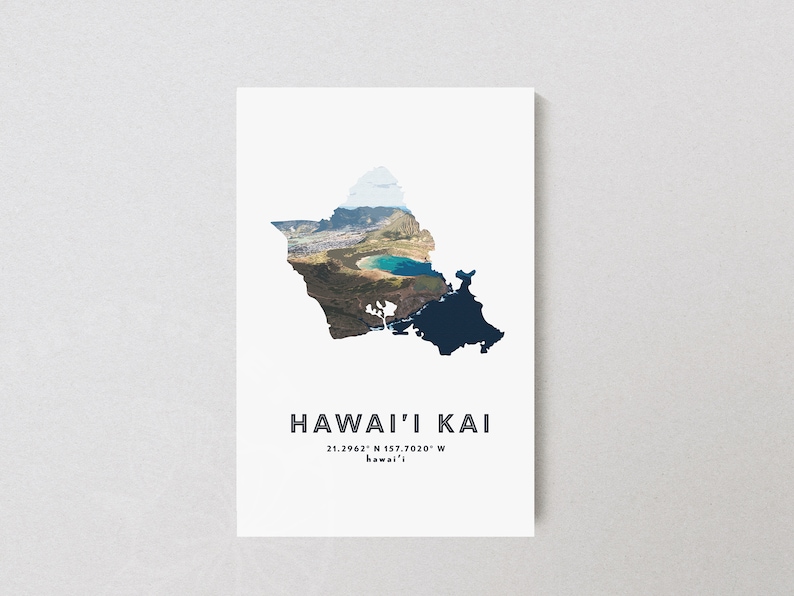 Hawaii Kai Map Artwork Oahu Art Hawaii Travel Print Hawaii Wall Art