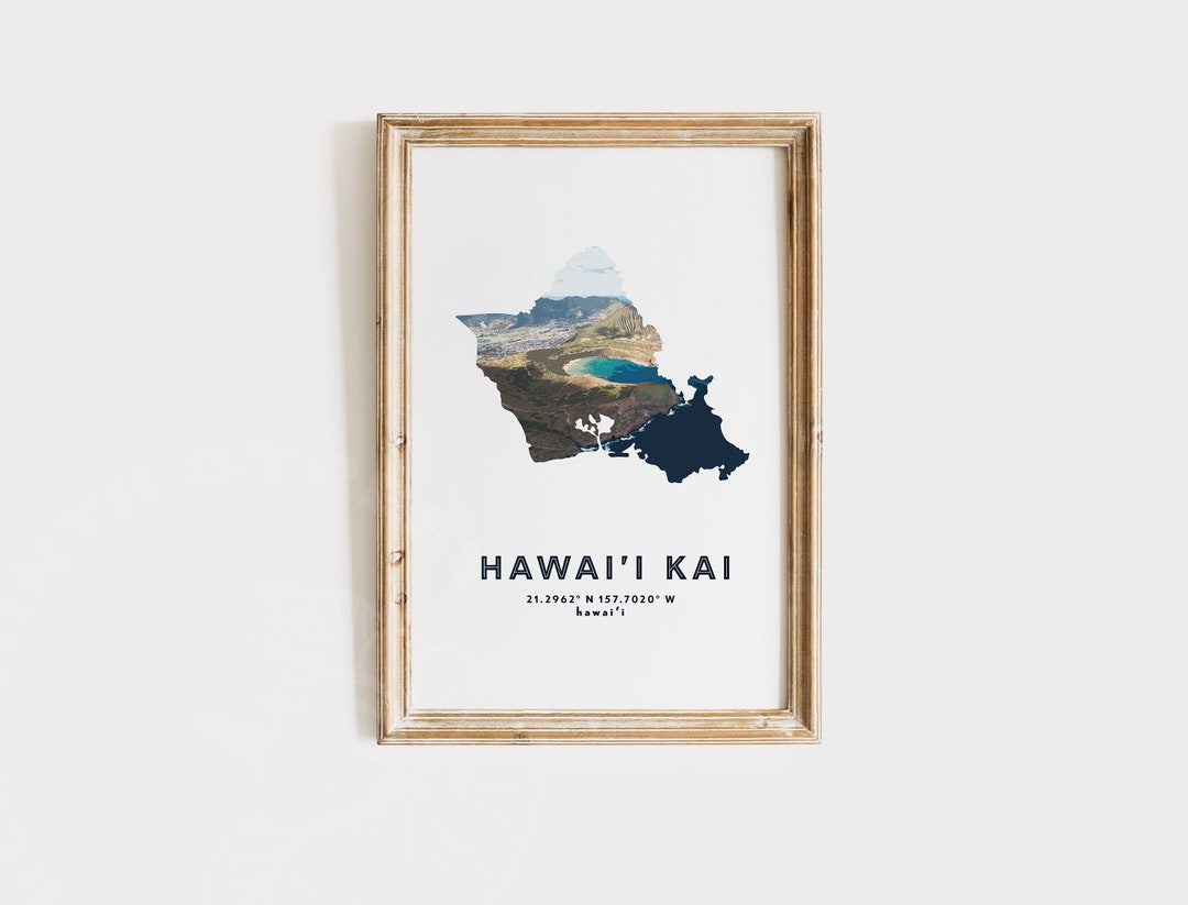Hawaii Kai Map Artwork Oahu Art Hawaii Travel Print Hawaii Wall Art