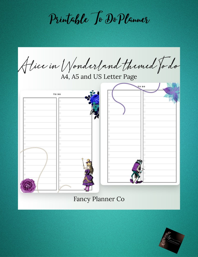 Alice in Wonderland, Planner, Printable, Instant Download, Monthly ...