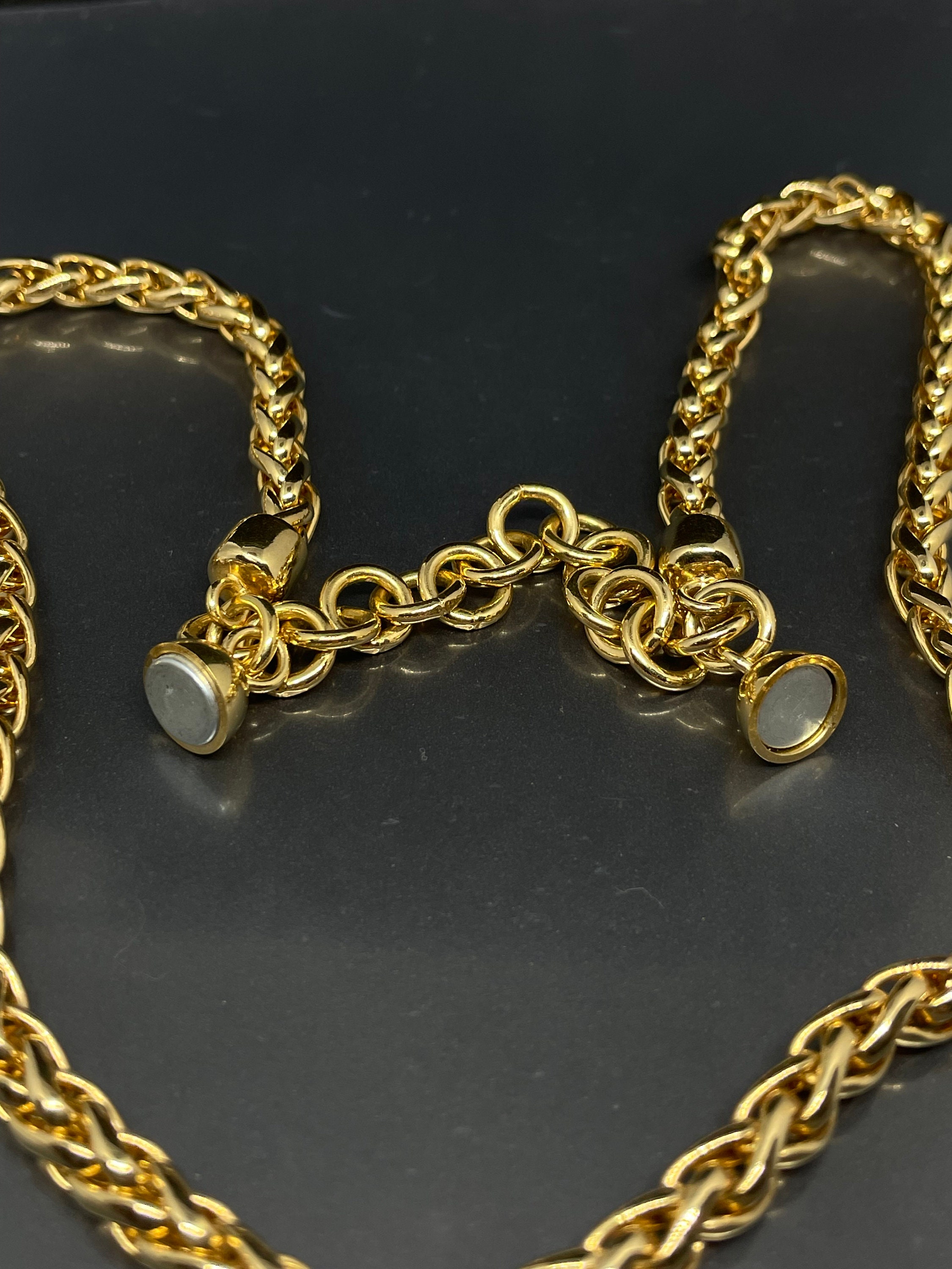 18K Gold Solid Serpentine S Link Pendant Chain Necklace 750