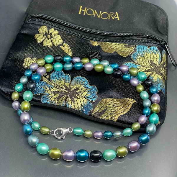 Honora QVC Cultured Freshwater Pearl MultiColor Sterling Clasp 925 20” Necklace