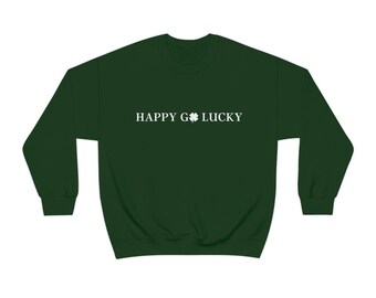 Happy Go Lucky Unisex Heavy Blend Crewneck Sweatshirt/St Patricks Day/Pattys Day