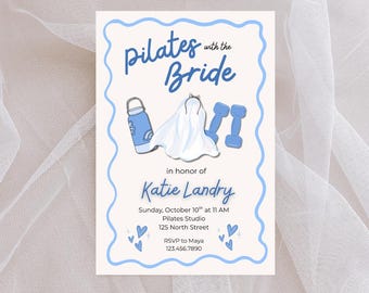Pilates with the Bride Invitation | Bridal Shower Invite | Bachelorette Party Workout | Editable Template