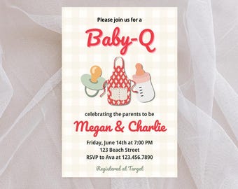 Baby Q Invitation | BBQ Baby Shower Invite | Summer Cookout Baby Shower | Printable Template | Editable Digital Download