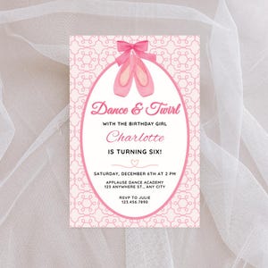 Ballet Birthday Invitation | Pink Dance Party Invite | Editable Template | Dance and Twirl Printable | Ballerina TuTu Cute Party