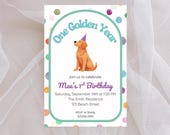 One Golden Year Invitation | Golden Retriever 1st Birthday Invite | Puppy Dog Birthday Party Printable | Editable First Birthday Template