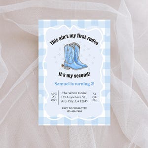 This Ain’t My First Rodeo Invitation | Blue Second Rodeo Birthday Invite | Cowboy 2nd Birthday | Editable Template | Western Party