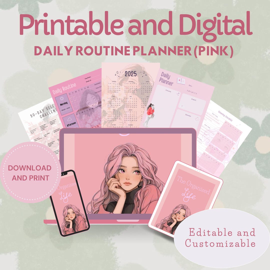 Daily Routine Planner Colorful Daily Routine Planner (pink) - Etsy