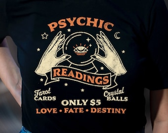 Fortune Teller Psychic Readings Tarot Crystal Ball Vintage Unisex Heavy Cotton Tee