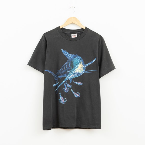 1991 Single-Stitch Swordfish Vintage Animal Art T… - image 1