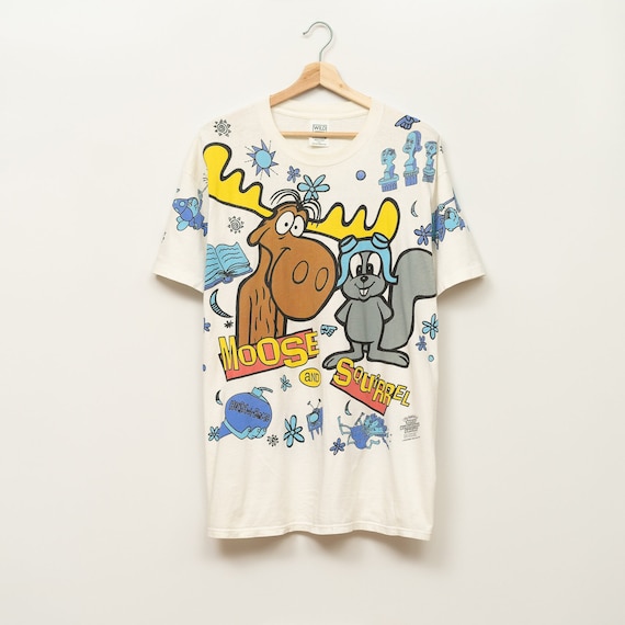 1993 Vintage Rocky and Bullwinkle AOP Cartoon T-shirt - Etsy