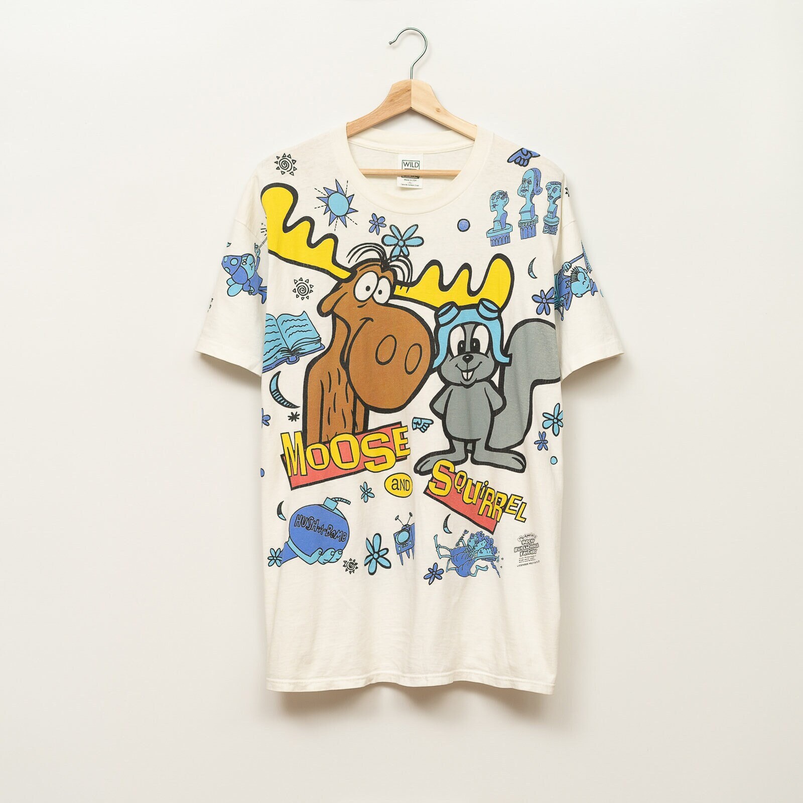 1993 Vintage Rocky and Bullwinkle AOP Cartoon T-shirt - Etsy