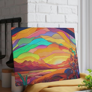 Tempered Glass Cutting Board Glass Desert Sunset View Mother&#39;s Day Gift Housewarming Gift Glass Charcuterie Board Kitchen Home Decor