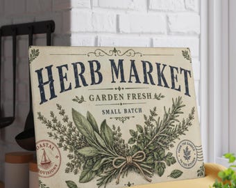 Herb Market botanical bundle Glass Cutting Board | kitchen decor, garden fresh