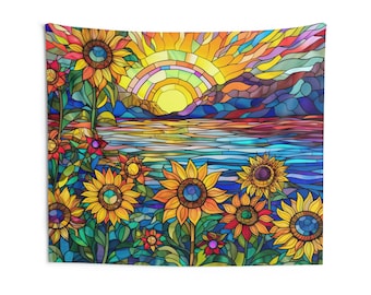 Indoor Wall Tapestry with Sunflower Sunrise View Perfect to Add Beauty to Any Room