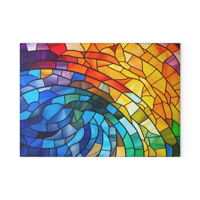 Glass Cutting Board Rainbow Stained Glass Look Perfect Housewarming