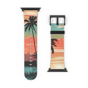 Custom Watch Band Tropical Beach Sunset Design Replacement Band Gift for Him/Her