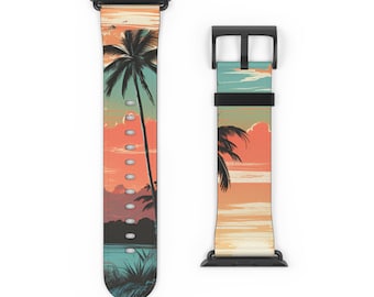 Custom Watch Band Tropical Beach Sunset Design Replacement Band Gift for Him/Her
