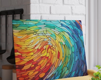Glass Cutting Board Rainbow Wave Stained Glass Look Perfect Housewarming Gift