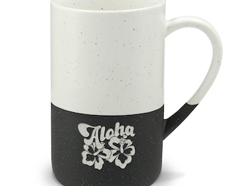 Aloha Plumeria Ceramic Mug | Speckled Two-Tone 13oz