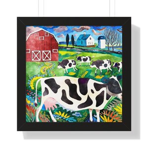 The Family Farm Folk Art  Framed Vertical Poster Perfect Gift