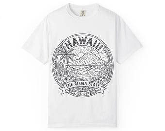 Hawaii Vintage Seal T-Shirt | Aloha State Island Landscape