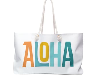 Bolso de fin de semana Aloha Beach - Bolso de vacaciones hawaiano, moderno de mediados de siglo, bolso de viaje, bolso de noche, bolso de mano para mujer