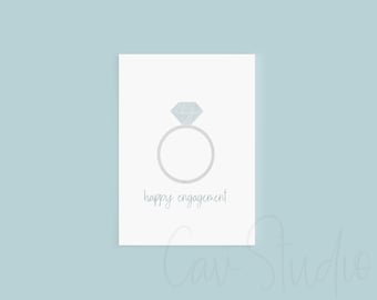 Engagement Card, Engagement Ring Card, Congratulations Card, Diamond Ring Card, Printable Engagement Card