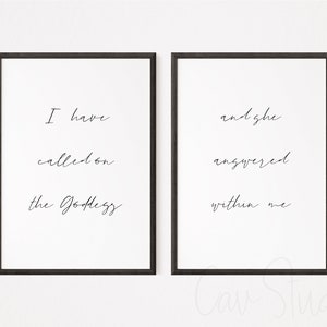 Inspirational Wall Art, Printable Wall Art, Girly, Goddess Art, Quote Wall Art, Text Wall Art, Black and White Art