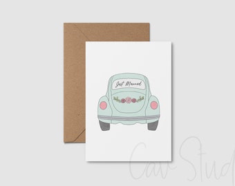 Just Married Wedding Card, Getaway Car Wedding Card, Congratulations Card, Cute Wedding Card, Printable Wedding Card