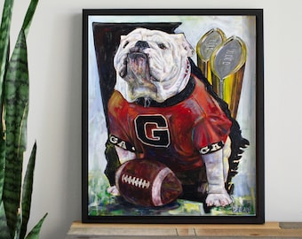 University of Georgia Mascot, Uga X - "Double Champ" Art Print