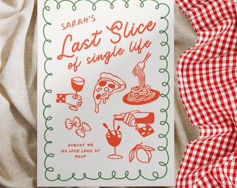 Italiaanse uitnodiging voor vrijgezellenfeest | Last Slice, bewerkbare canvassjabloon (digitaal)