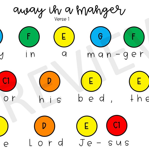 Away in a Manger- handbell chart (3 verses)